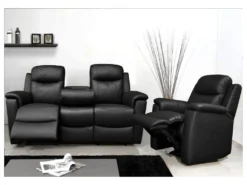 Canapé 3 Places Relax EVASION En Cuir - Marron -Canapé Soldes Boutique canape 11476