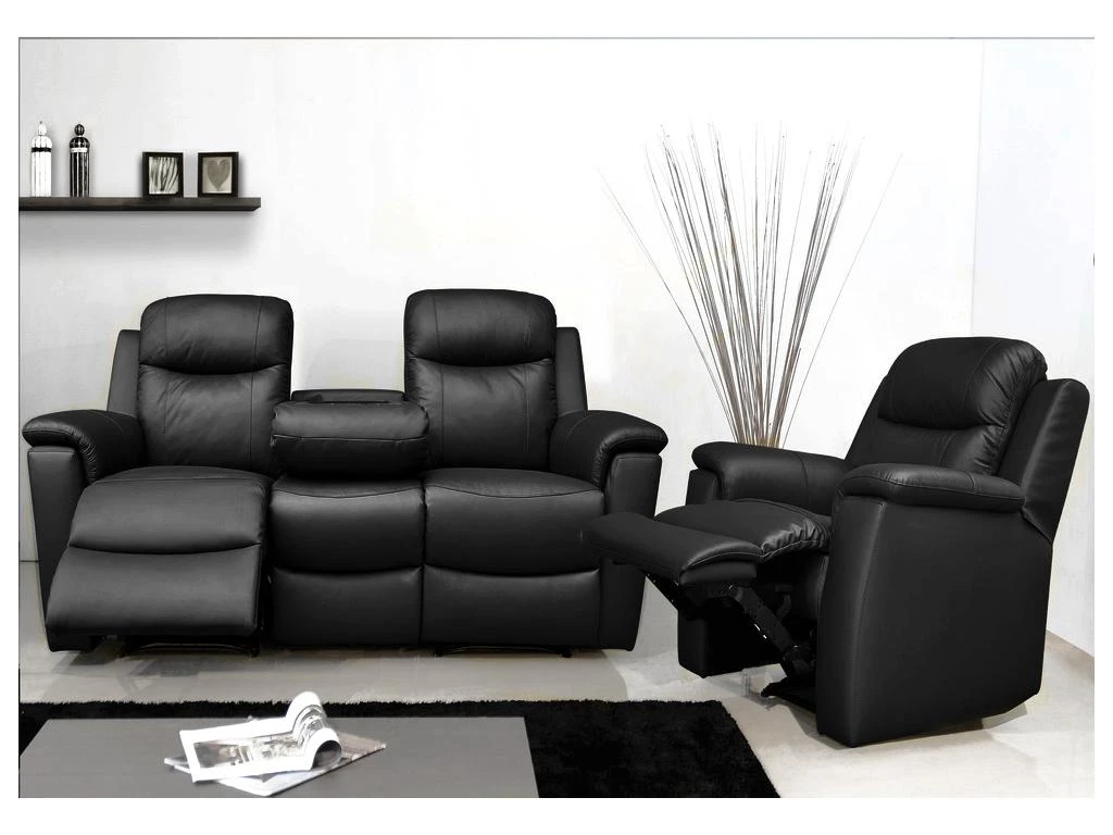 Canapé 3 Places Relax EVASION En Cuir - Gris 16 Canapé 3 Places Relax EVASION En Cuir - Gris – Image 16