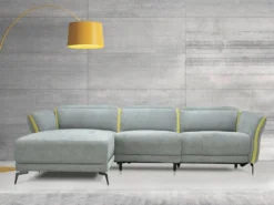 Canapé D'angle Gauche Relax électrique En Tissu Gris Et Jaune GERALDINE -Canapé Soldes Boutique canape 11575257