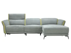 Canapé D'angle Droit Relax électrique En Tissu Gris Et Jaune GERALDINE -Canapé Soldes Boutique canape 11575673