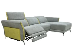Canapé D'angle Droit Relax électrique En Tissu Gris Et Jaune GERALDINE -Canapé Soldes Boutique canape 11575681