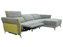 Canapé D'angle Droit Relax électrique En Tissu Gris Et Jaune GERALDINE -Canapé Soldes Boutique canape 11575683