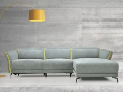 Canapé D'angle Droit Relax électrique En Tissu Gris Et Jaune GERALDINE -Canapé Soldes Boutique canape 11575705