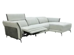 Canapé D'angle Droit Relax électrique En Tissu Gris Clair Et Gris Anthracite GERALDINE -Canapé Soldes Boutique canape 11576043