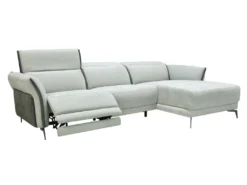 Canapé D'angle Droit Relax électrique En Tissu Gris Clair Et Gris Anthracite GERALDINE -Canapé Soldes Boutique canape 11576051