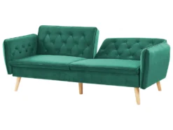 Canapé Convertible 2 Places En Velours Vert Foncé BARDU -Canapé Soldes Boutique canape 11656847