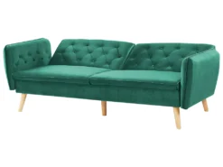 Canapé Convertible 2 Places En Velours Vert Foncé BARDU -Canapé Soldes Boutique canape 11656849