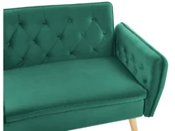 Canapé Convertible 2 Places En Velours Vert Foncé BARDU -Canapé Soldes Boutique canape 11656853