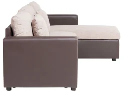 Canapé Angle Gauche Convertible 3 Places En Tissu Beige Et Marron TAMPERE -Canapé Soldes Boutique canape 11787901