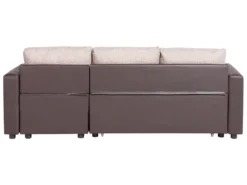Canapé Angle Gauche Convertible 3 Places En Tissu Beige Et Marron TAMPERE -Canapé Soldes Boutique canape 11787903