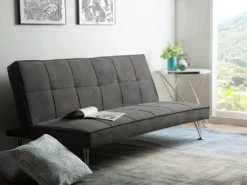 Canapé Convertible 3 Places En Tissu Gris HASLE