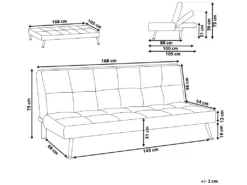 Canapé Convertible 3 Places En Tissu Gris HASLE -Canapé Soldes Boutique canape 11789355