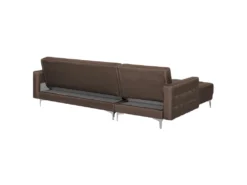 Canapé Angle Droite Convertible En Tissu Marron Foncé 4 Places Avec Pouf ABERDEEN -Canapé Soldes Boutique canape 11815723