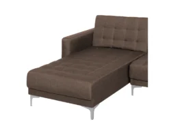 Canapé Angle Droite Convertible En Tissu Marron Foncé 4 Places Avec Pouf ABERDEEN -Canapé Soldes Boutique canape 11815727