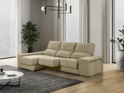 Canapé D'angle Gauche Relax En Tissu Beige Avec Têtières FERNANDO