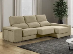 Canapé D'angle Droit Relax En Tissu Beige Avec Têtières FERNANDO -Canapé Soldes Boutique canape 11910525