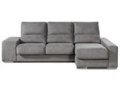Canapé D'angle Droit Relax En Tissu Gris Avec Têtières FERNANDO -Canapé Soldes Boutique canape 11911353