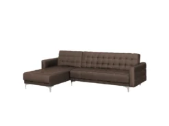 Canapé Angle Droite Convertible En Tissu Marron Foncé 4 Places ABERDEEN -Canapé Soldes Boutique canape 11919065
