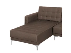 Canapé Panoramique Convertible En Tissu Marron Foncé 5 Places Avec Pouf ABERDEEN -Canapé Soldes Boutique canape 11919337