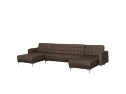 Canapé Panoramique Convertible En Tissu Marron Foncé 5 Places ABERDEEN 12 Canapé Panoramique Convertible En Tissu Marron Foncé 5 Places ABERDEEN -Canapé Soldes Boutique canape 11919513