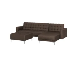 Canapé Angle Gauche Convertible En Tissu Marron Foncé 4 Places Avec Pouf ABERDEEN -Canapé Soldes Boutique canape 11919841