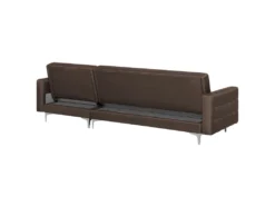 Canapé Angle Gauche Convertible En Tissu Marron Foncé 4 Places Avec Pouf ABERDEEN -Canapé Soldes Boutique canape 11919843