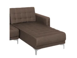 Canapé Angle Gauche Convertible En Tissu Marron Foncé 4 Places Avec Pouf ABERDEEN -Canapé Soldes Boutique canape 11919847