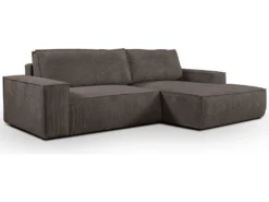 Canapé D'angle Convertible En Velours Côtelé Marron AMELIA De Pascal Morabito - Angle Droit -Canapé Soldes Boutique canape 11926743