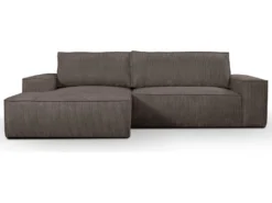 Canapé D'angle Convertible En Velours Côtelé Marron AMELIA De Pascal Morabito - Angle Gauche -Canapé Soldes Boutique canape 11927247