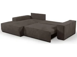 Canapé D'angle Convertible En Velours Côtelé Marron AMELIA De Pascal Morabito - Angle Gauche -Canapé Soldes Boutique canape 11927385