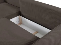 Canapé D'angle Convertible En Velours Côtelé Marron AMELIA De Pascal Morabito - Angle Gauche -Canapé Soldes Boutique canape 11927387