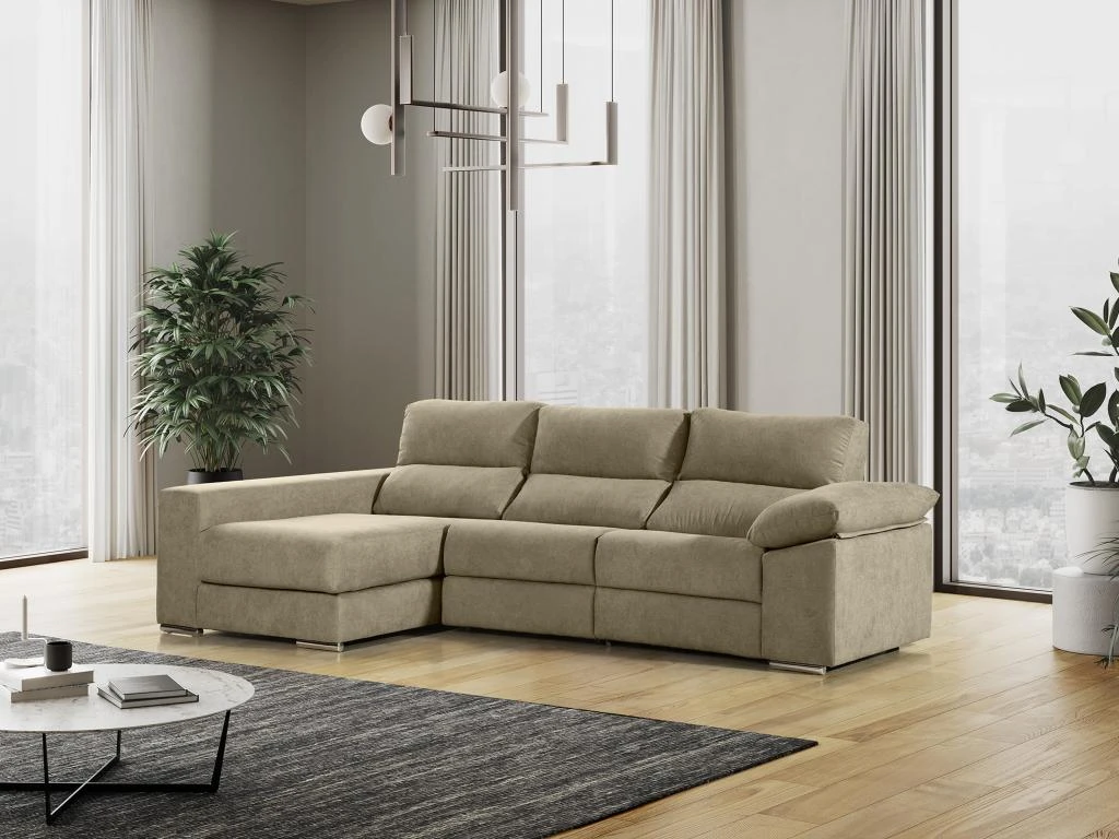 Canapé D'angle Gauche Relax électrique Avec Têtières En Tissu Beige DIDIUS 1 Canapé D'angle Gauche Relax électrique Avec Têtières En Tissu Beige DIDIUS