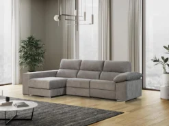 Canapé D'angle Gauche Relax électrique Avec Têtières En Tissu Gris DIDIUS