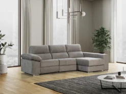 Canapé D'angle Droit Relax électrique Avec Têtières En Tissu Gris DIDIUS