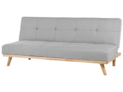 Canapé Convertible 3 Places En Tissu Gris Clair FROYA -Canapé Soldes Boutique canape 11943295