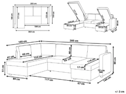 Canapé Panoramique Convertible 5 Places En Tissu Beige KARRABO -Canapé Soldes Boutique canape 11943667
