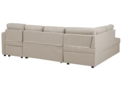 Canapé Panoramique Convertible 5 Places En Tissu Beige KARRABO -Canapé Soldes Boutique canape 11943677