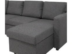 Canapé Panoramique Convertible 5 Places En Tissu Gris Foncé KARRABO -Canapé Soldes Boutique canape 11943755