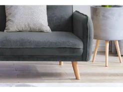 NORA - Canapé Scandinave Convertible Gris Foncé Avec Pieds En Bois -Canapé Soldes Boutique canape 12221221