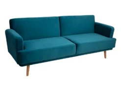 Canapé 3 Places Velours Convertible Jack Atmosphera - Bleu Canard 7 Canapé 3 Places Velours Convertible Jack Atmosphera - Bleu Canard -Canapé Soldes Boutique canape 12283211