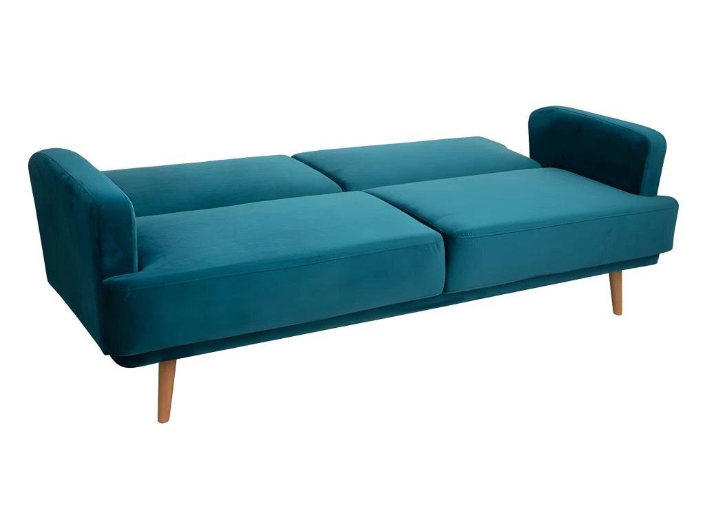 Canapé 3 Places Velours Convertible Jack Atmosphera - Bleu Canard 4 Canapé 3 Places Velours Convertible Jack Atmosphera - Bleu Canard – Image 4