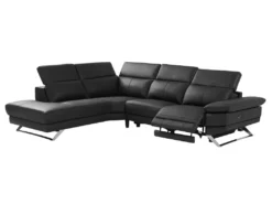 Canapé D'angle Gauche Relax électrique En Cuir De Vachette Noir PUNO II -Canapé Soldes Boutique canape 12291715