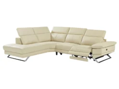 Canapé D'angle Gauche Relax électrique En Cuir De Vachette Beige PUNO II -Canapé Soldes Boutique canape 12292055