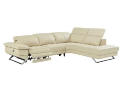 Canapé D'angle Droit Relax électrique En Cuir De Vachette Beige PUNO II -Canapé Soldes Boutique canape 12292641