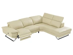Canapé D'angle Droit Relax électrique En Cuir De Vachette Beige PUNO II -Canapé Soldes Boutique canape 12292645