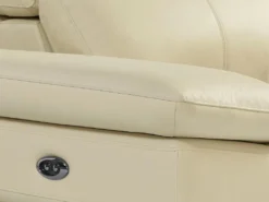 Canapé D'angle Droit Relax électrique En Cuir De Vachette Beige PUNO II -Canapé Soldes Boutique canape 12292657