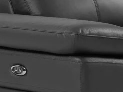 Canapé D'angle Droit Relax électrique En Cuir De Vachette Noir PUNO II -Canapé Soldes Boutique canape 12292695