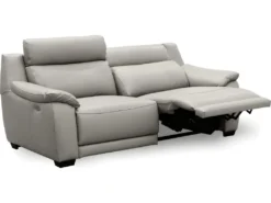 Canapé 3 Places Avec 2 Relax En 100% Tout Cuir épais Luxe Italien - 2 Relax électriques, Gris Clair. BERN -Canapé Soldes Boutique canape 12304941