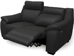 Canapé 2 Places Avec 2 Relax En 100% Tout Cuir épais Luxe Italien - 2 Relax électriques, Noir. BERN -Canapé Soldes Boutique canape 12304967