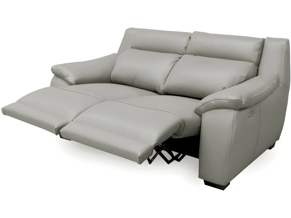 Canapé 2 Places Avec 2 Relax En 100% Tout Cuir épais Luxe Italien - 2 Relax électriques, Gris Clair. BERN 2 Canapé 2 Places Avec 2 Relax En 100% Tout Cuir épais Luxe Italien - 2 Relax électriques, Gris Clair. BERN – Image 2